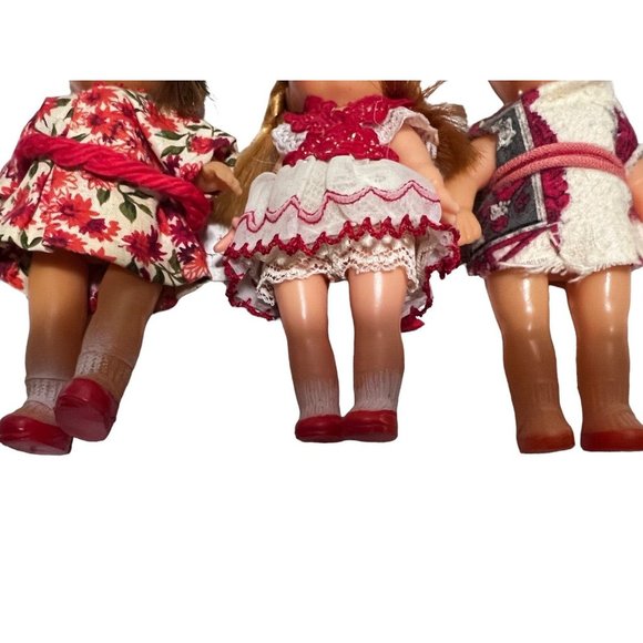 Side-Glancing Lot of 3 Posable 5" Dolls Japan Soft Rubber Painted Shoes/Socks - Picture 15 of 15